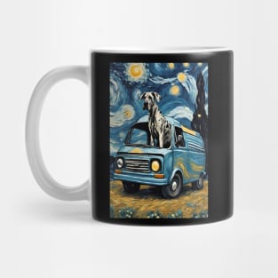 Great Dane Dog Breed Painting in a Van Gogh Starry Night Art Style Mug